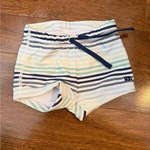 RB Kids Striped Swim Trunks - Navy and Mint
